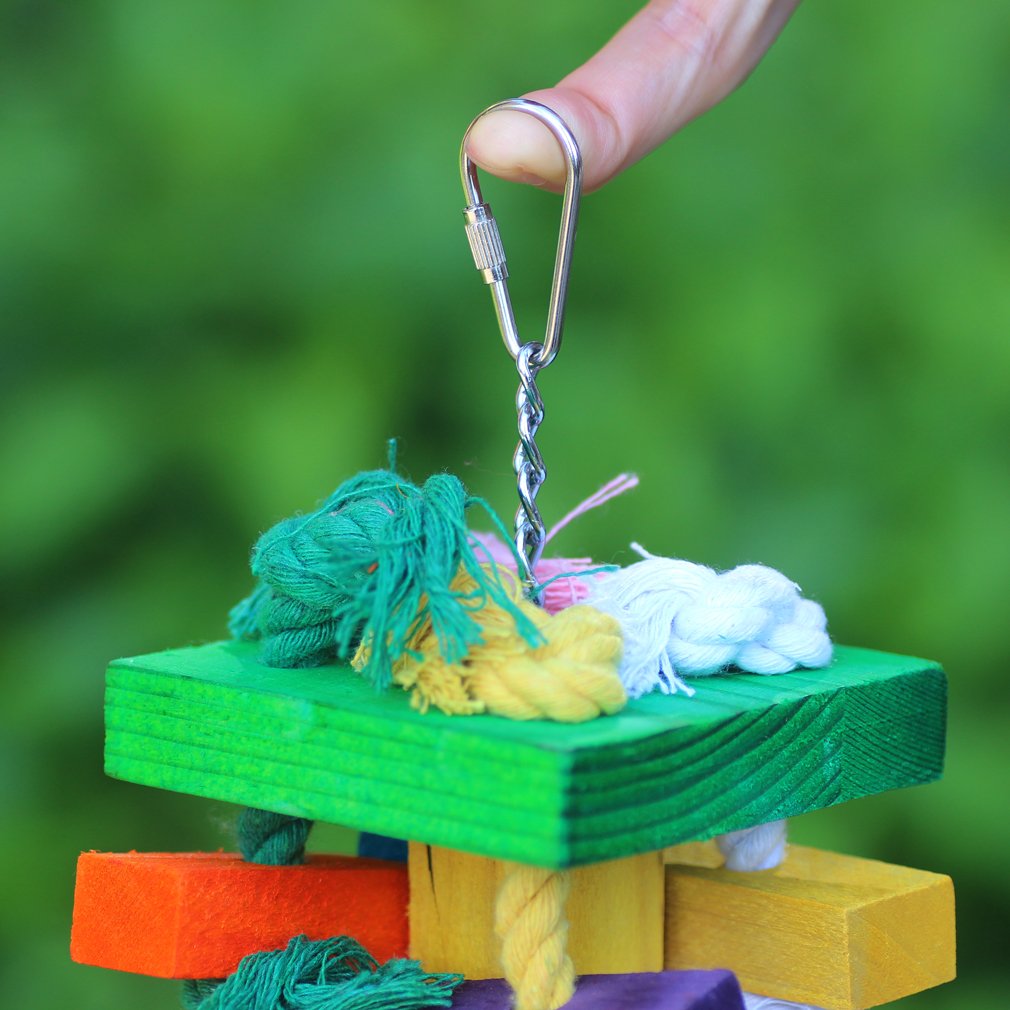 KINTOR Bird Chewing Toy Large Medium Parrot Cage Bite Toys African Grey Macaws Cockatoos Eclectus Amazon (Knot Block-17.5inch)